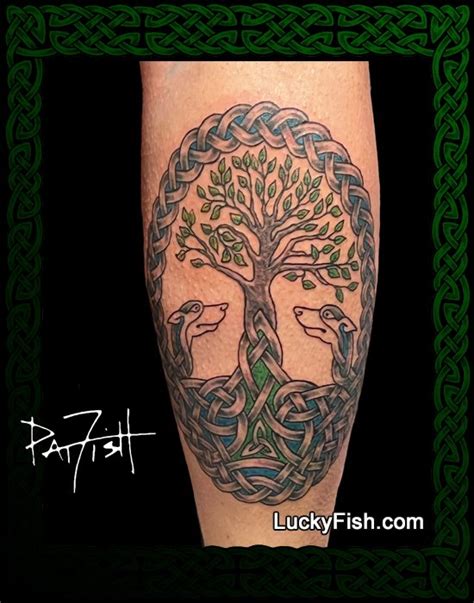 Hounds of Life Celtic Shield Tattoo Design — LuckyFish, Inc. and Tattoo ...