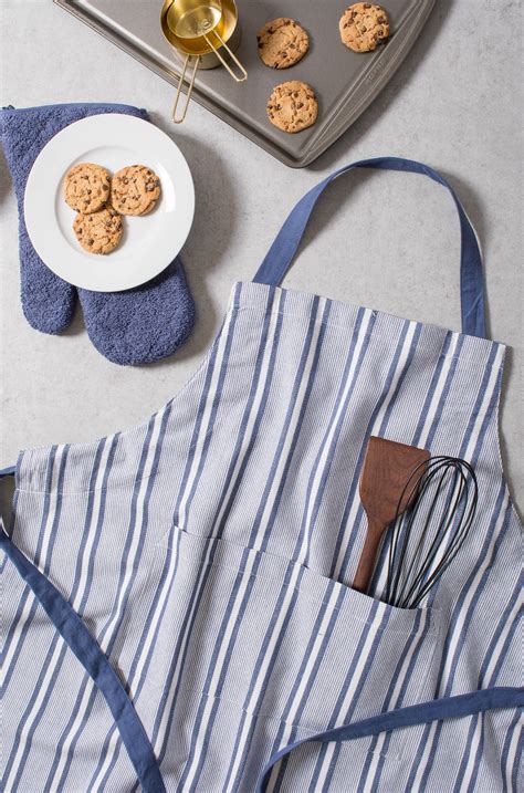 DII French Blue Chef Stripe Chef Apron, 32x28", 100% Cotton - Walmart ...