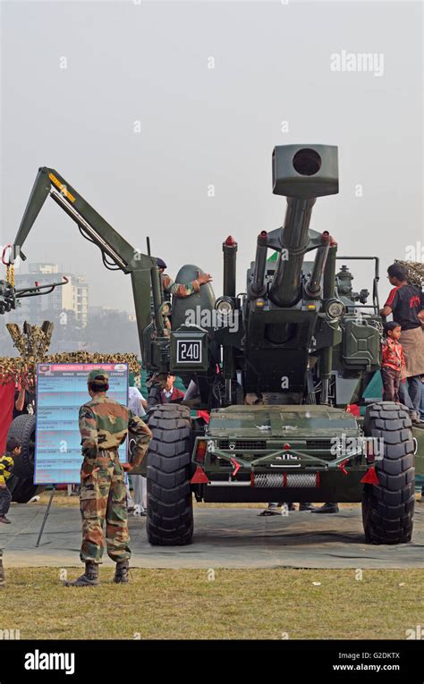 155 mm Bofors Gun, the main artillery gun of the Indian Army, during ...