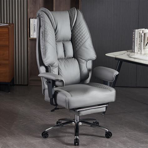 EXCEBET Big and Tall Office Chair 400lbs Wide Seat, Leather High Back Executive Office Chair ...