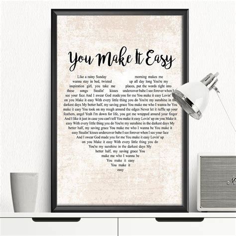 Jason Aldean You Make It Easy Poster Lyrics Poster Unframe | Etsy