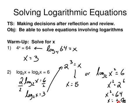 PPT - Solving Logarithmic Equations PowerPoint Presentation, free ...