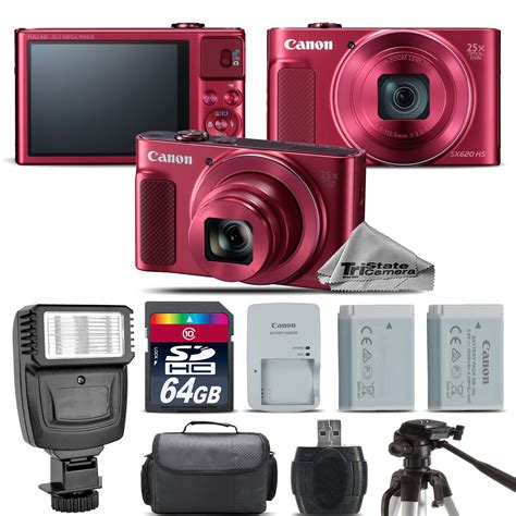 CANON | PowerShot SX620 HS RED Digital Camera + Extra Battery + Flash ...