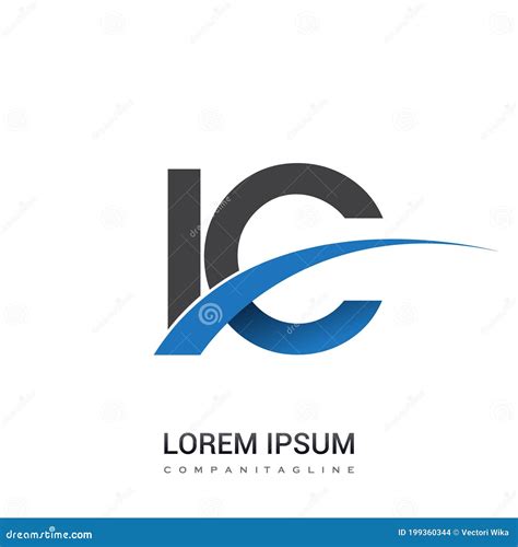 Initial Letter IC Logotype Company Name Colored Blue and Grey Swoosh Design. Vector Logo for ...