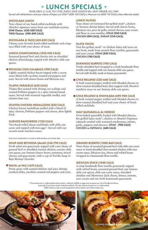 Menu of Abuelo's in Chattanooga, TN 37421