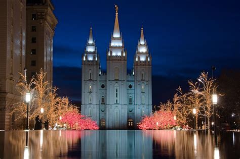 Mormon Temple Christmas Lights Photograph by Utah Images