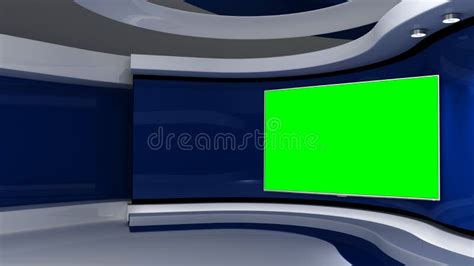 TV Studio. Blue Background . News Studio. Background for Any Green ...