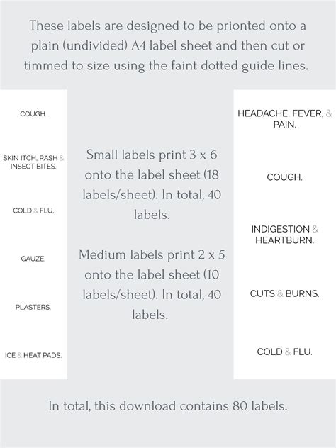 Medicine Cabinet Labels Minimalist Printable 7 Sheets, 80 Labels - Etsy