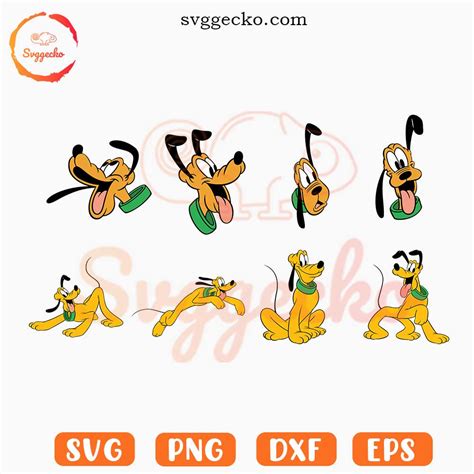 Pluto Dog SVG Bundle, Mickey's Pet SVG, Disney Cartoon Dog Character SVG PNG Files - Gecko