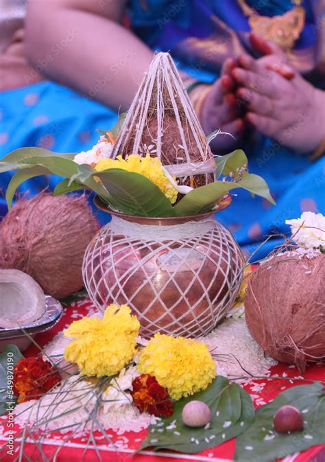 Performing Kalash puja rituals in Indian traditional wedding ceremony Stock Photo | Adobe Stock