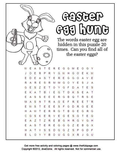 Easter Egg Hunt Word Search - Free Coloring Pages for Kids - Printable Colouring Sheets | Easter ...