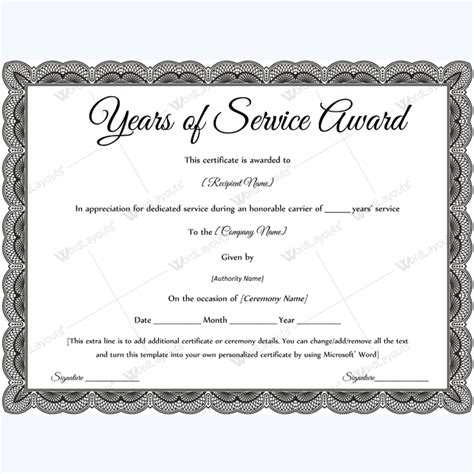 Printable Years Of Service Certificate Template Free - PRINTABLE TEMPLATES