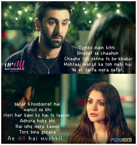 Ranbir Kapoor Anushka Sharma ae dil hai mushkil | Love song quotes, Romantic song lyrics, Song ...