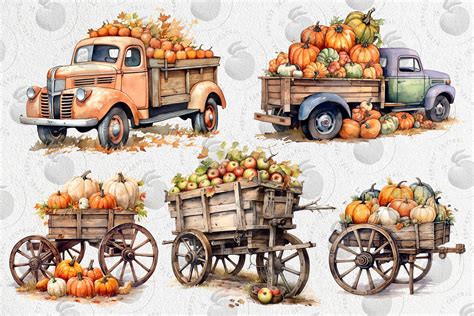 Watercolor Fall Clipart Harvest Season Autumn Pumpkin Instant Download 20 PNG Files Commercial ...