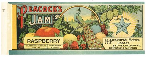 Peacock Brand Vintage Raspberry Jam Can Label – thelabelman