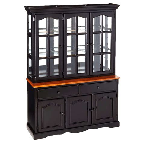Treasure Buffet and Lighted Hutch - Antique Black & Cherry - Sunset Trading
