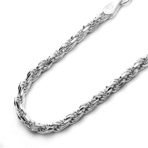 Men's 3.5mm 925 Sterling Silver Italian Rope Chain Necklace made in italy | eBay