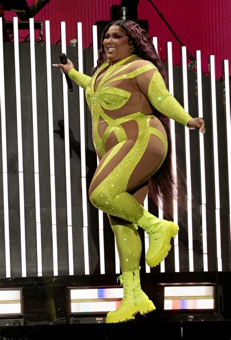 Lizzo's Tour Outfits Include a Neon, Sheer-Paneled Catsuit Covered in Rhinestones - POPSUGAR ...