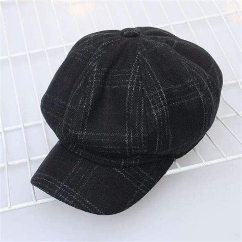 Vintage Plaid Newsboy Caps Cap For Girls Style, Hut, Tartan, Dark Brown ...