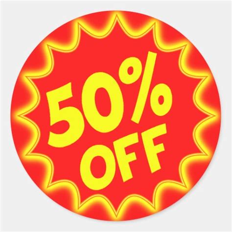 50 PERCENT OFF RETAIL LABEL CLASSIC ROUND STICKER | Zazzle