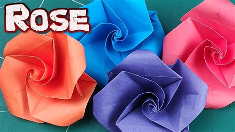 Origami Rose Paper flowers, How To Make Easy Rose Tutorial, DIY 3d Folding Flowers for Beginners