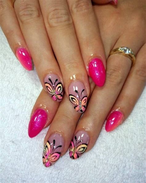 Colorful summer nails ideas - adorable butterfly nail art designs