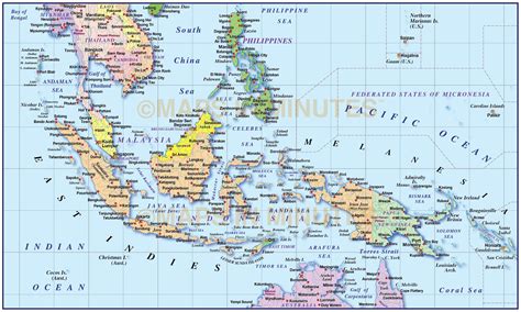 Vector Malaysia/Indonesia Political Map @10M scale in Illustrator and editable PDF formats