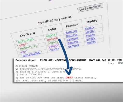 Highlight NOTAMs PPS Flight planning Software