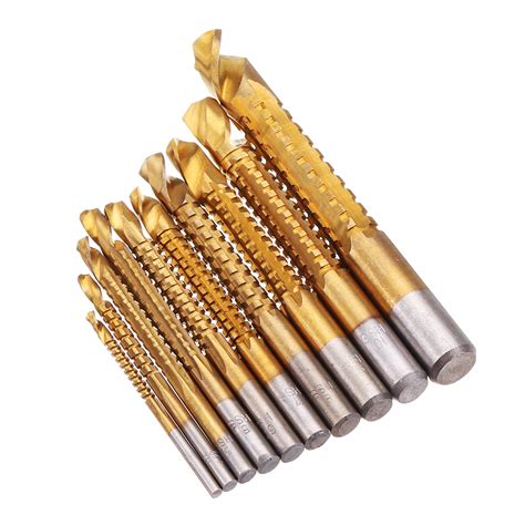 Drillpro 10pcs 3-13mm HSS Titanium Coated Twist Drill Bit Set Wood ...