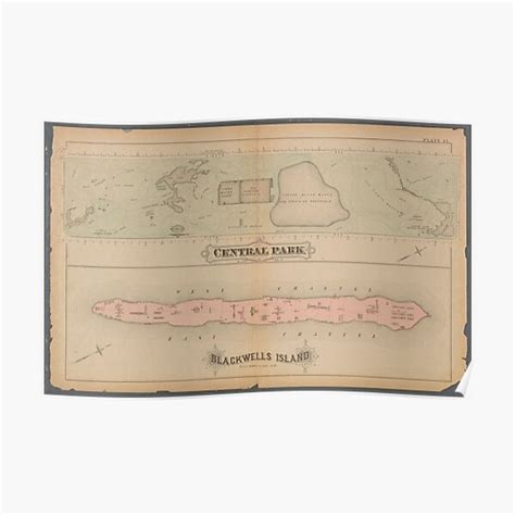 Map Of Central Park And Blackswell Island 1879 Premium Matte Vertical ...