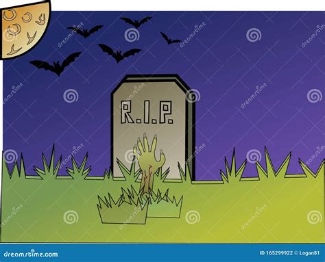 Rest in Peace tombstone stock illustration. Illustration of hand ...