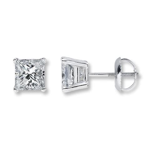 Diamond Earrings 2 ct tw Princess-cut 14K White Gold (I2/I) | Jared