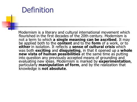 Modernism In Literature