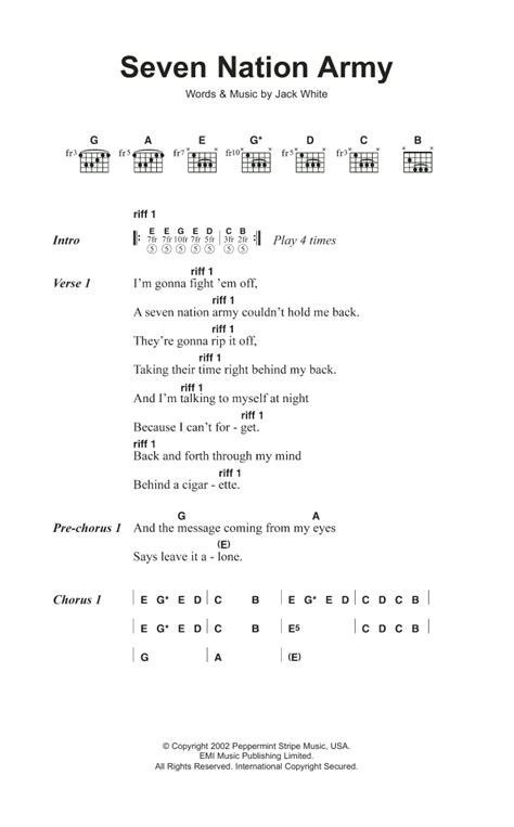 Seven Nation Army by The White Stripes - Guitar Chords/Lyrics - Guitar ...