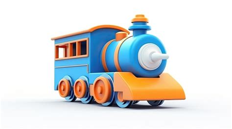 Premium Photo | A toy train with a blue top and orange on the front.