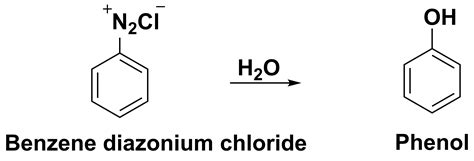 How to convert benzene diazonium chloride to phenol?