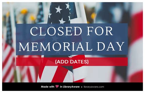 Memorial Day Office Closed Sign Template