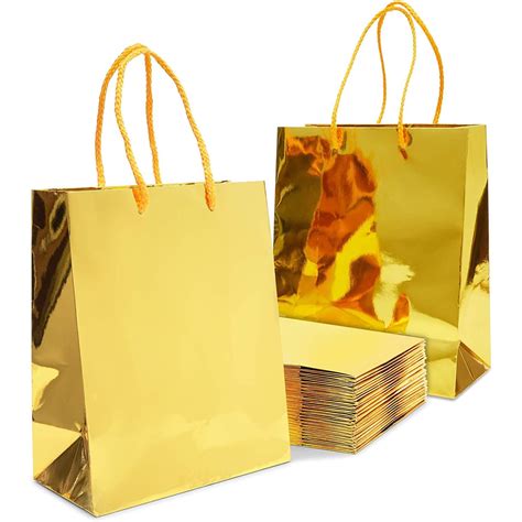 24 Pack Gold Paper Gift Bags with Handles for Birthday Party, Wedding and Baby Shower - Walmart ...