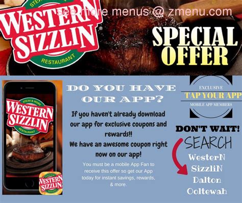 Menu at Western Sizzlin steakhouse, Dalton, 501 Legion Dr