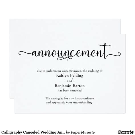 Calligraphy Canceled Wedding Announcement | Zazzle | Wedding ...