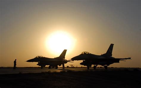 Silhouette of two airliners, airplane, General Dynamics F-16 Fighting ...