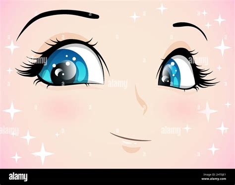 El rostro de una chica con una sonrisa y ojos azules en estilo anime ...