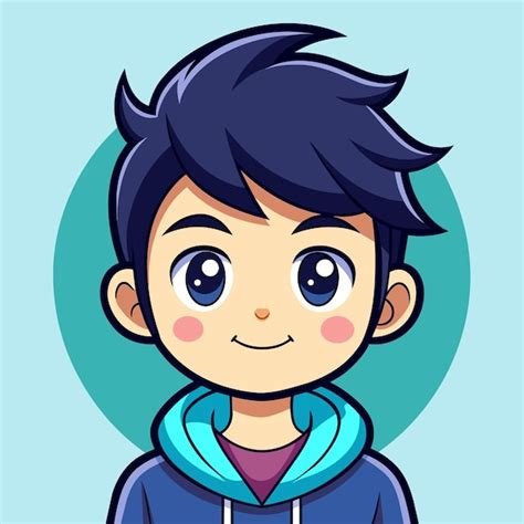 Premium Vector | Cute boy smiling cartoon kawaii boy Illustration boy avatar happy kid