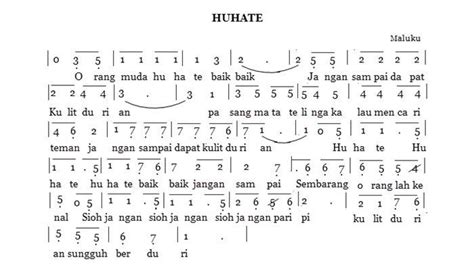 Chord Lagu Huhate, Lagu Daerah Maluku Populer Lengkap Lirik, Not Angka Pianika & Arti Nasihat ...