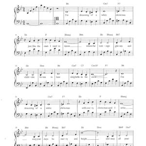 White Christmas Digital Piano With Lyrics Key of B Flat - Etsy