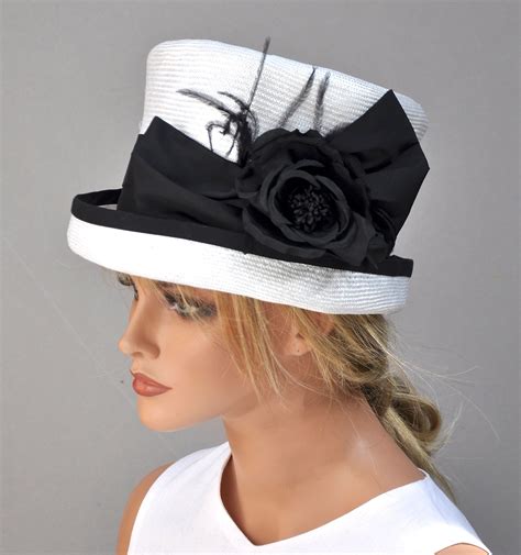 Ladies Black & White Hat, Wedding Hat, Top Hat, Mad Hatter, Kentucky ...