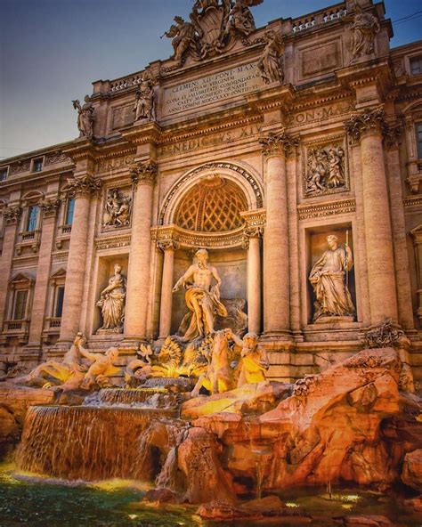 Trevi Fountain in Rome, Sunset. | Trevi fountain, Trevi, Rome