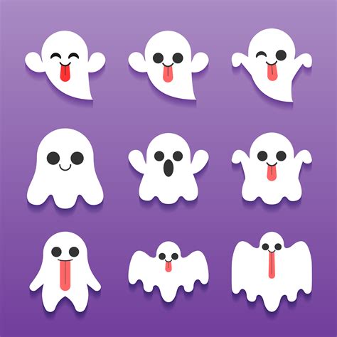 Cute Halloween Ghost Cartoon Character Collection 1828714 Vector Art at ...