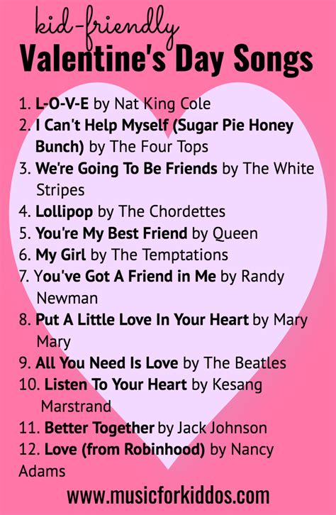 Kid-Friendly Valentine's Day Songs — Music for Kiddos | Valentines day songs, Valentine songs ...