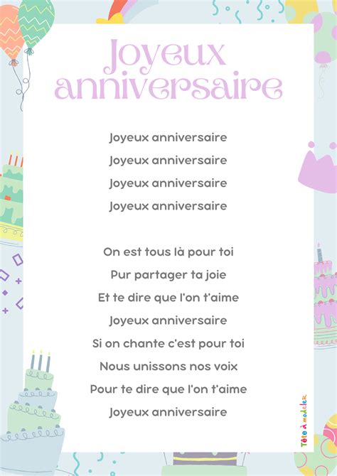 Joyeux anniversaire : les paroles de la chanson par Tête à modeler